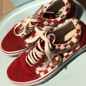 Vans old skool red/white checker skate shoes